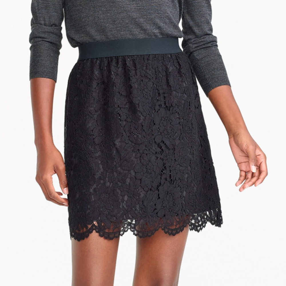 J. Crew Factory Store Black Lace Skirt - Size 2